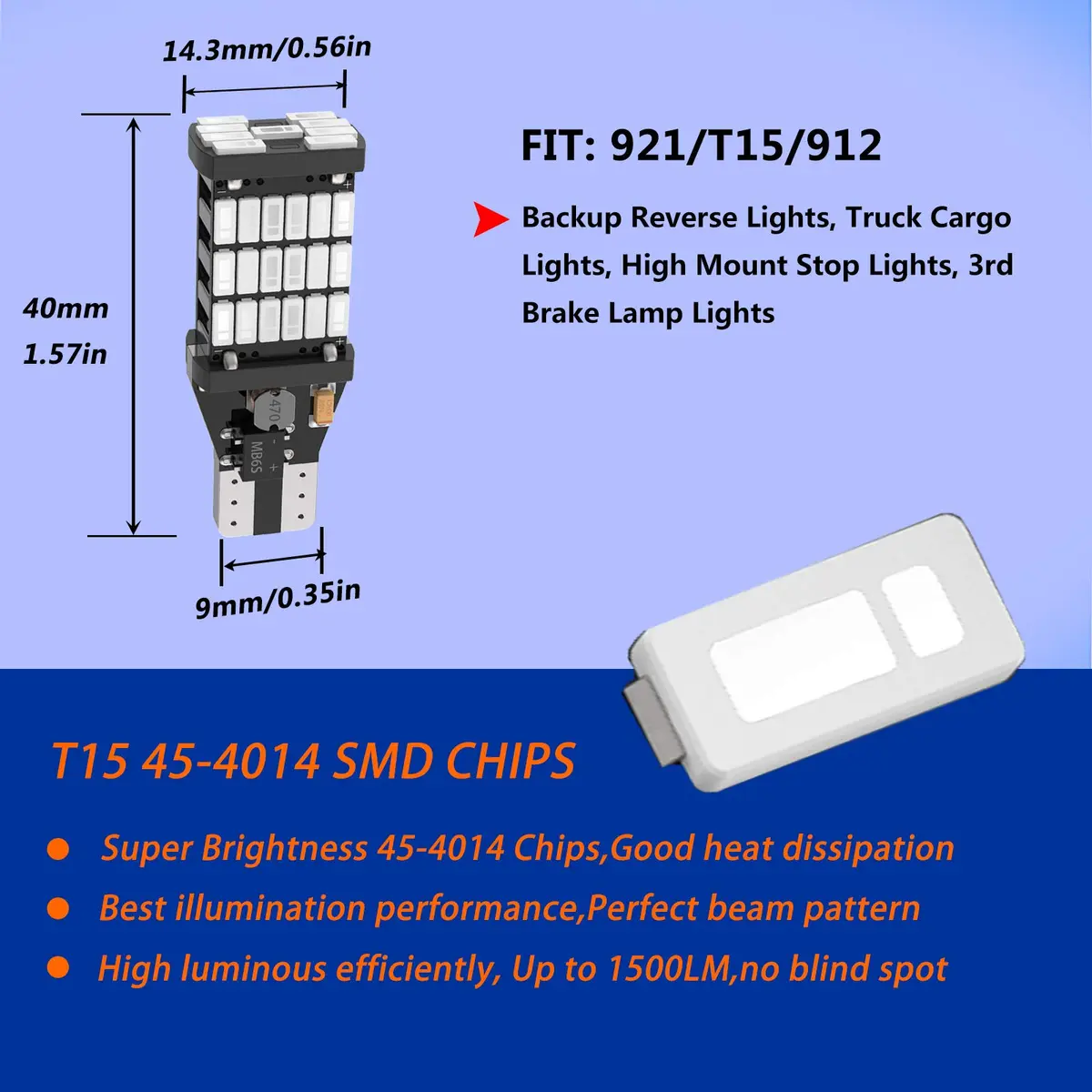firiKer Vehicle Light Bulb 4PCS Brilliant Red 921 T15 W16W | Error Free Reverse Lights - view 2
