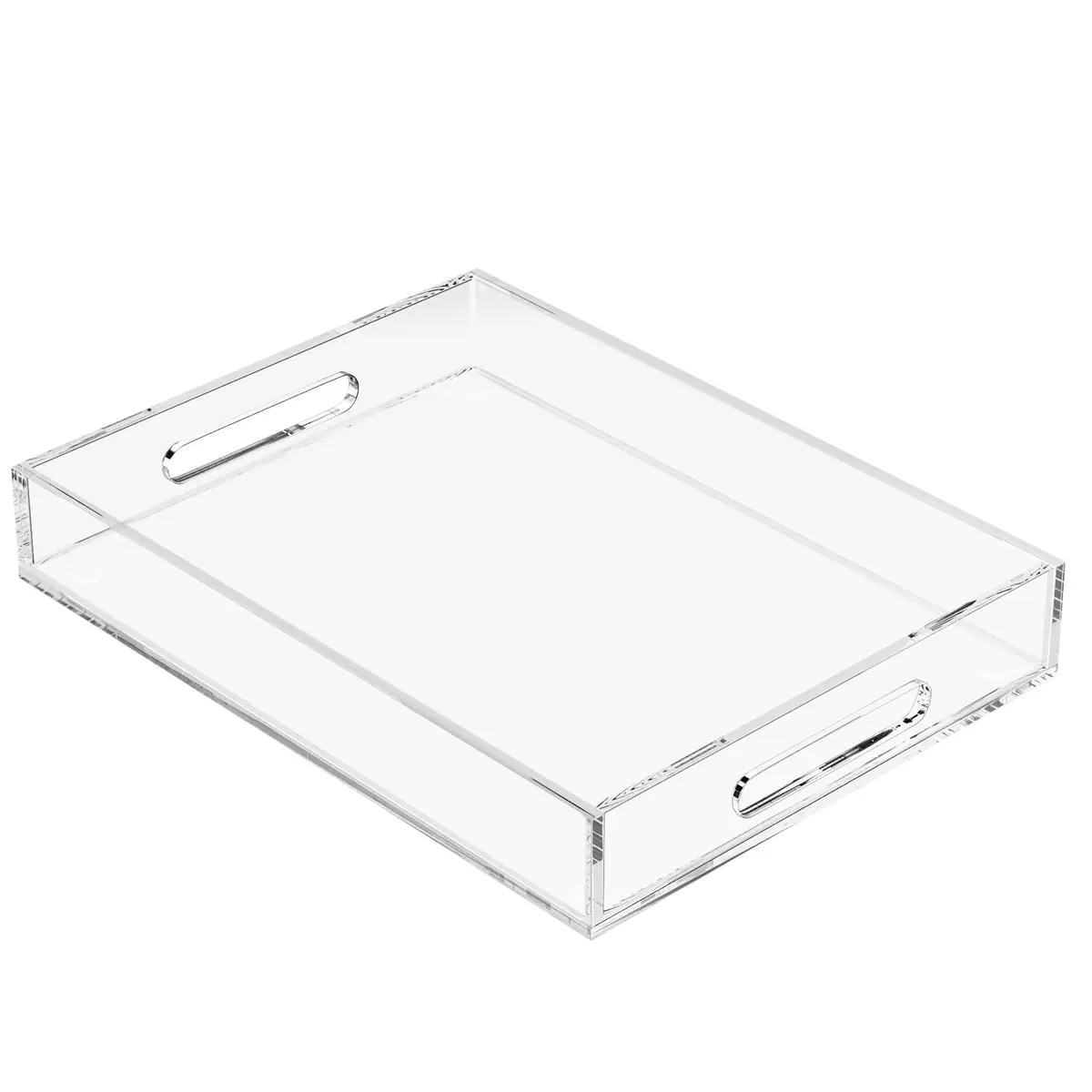 KOTEMON Acrylic Serving Tray with Handles 16x12x2.4Inch | Clear Acrylic Organizer for Ottoman & Coffee Table - main product image