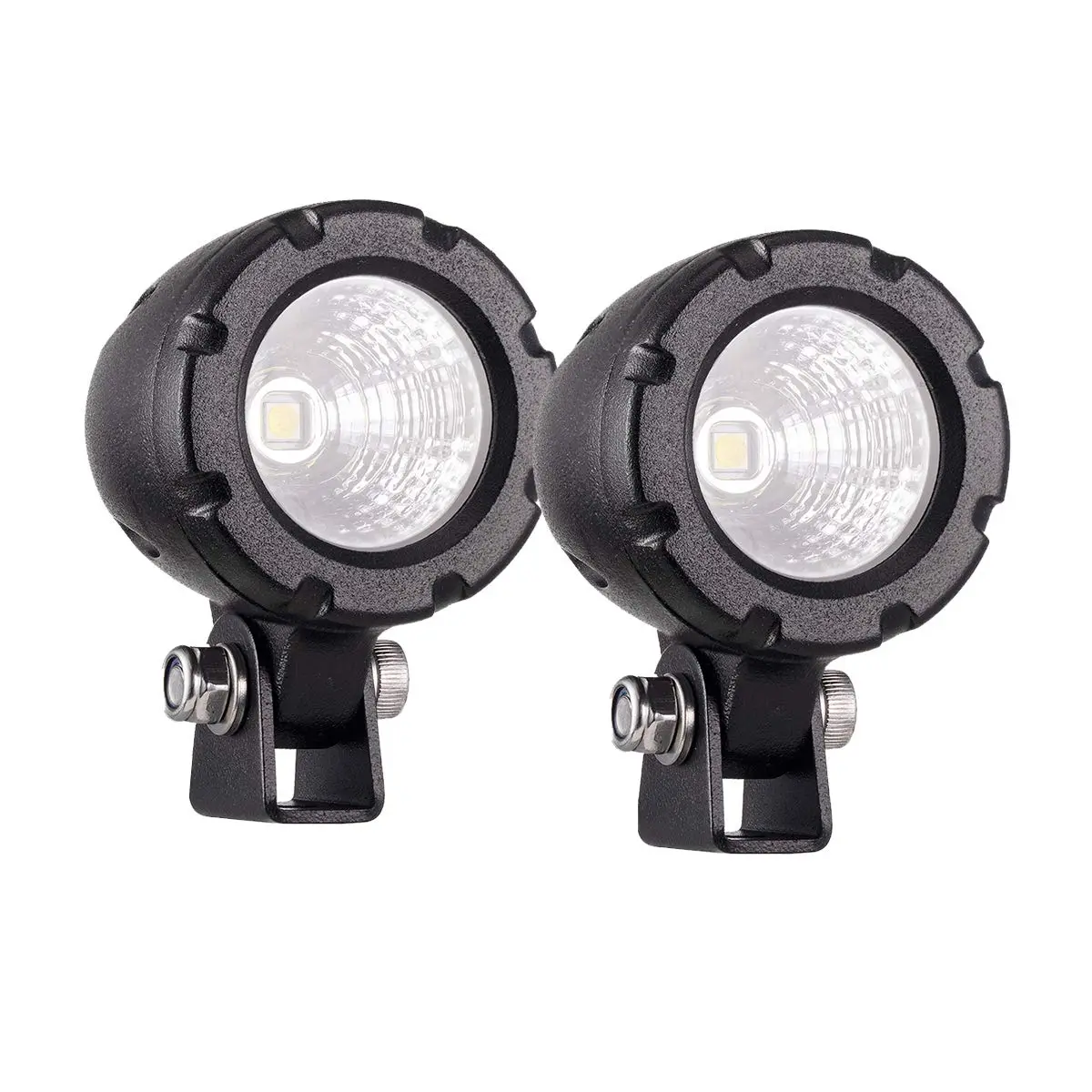 Lightronic 1.7" Round Motorcycle LED Fog Light Pods, 6000K Cool-White, Waterproof, 12V/24V, 2-Pack | Long Range Flood Beam - main product image