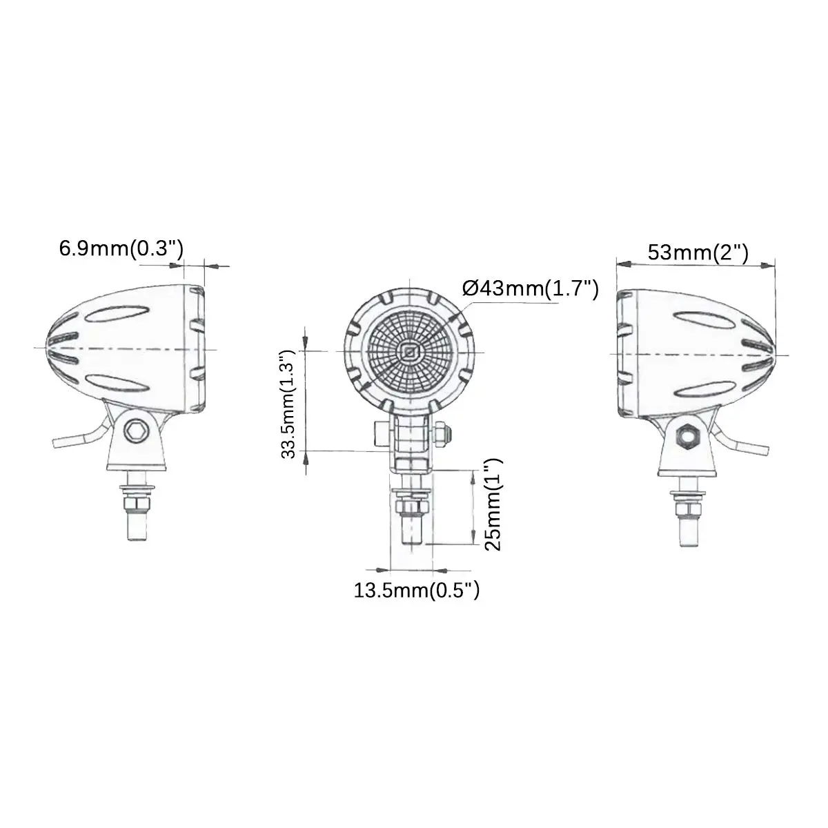 Lightronic 1.7" Round Motorcycle LED Fog Light Pods, 6000K Cool-White, Waterproof, 12V/24V, 2-Pack | Long Range Flood Beam - view 2