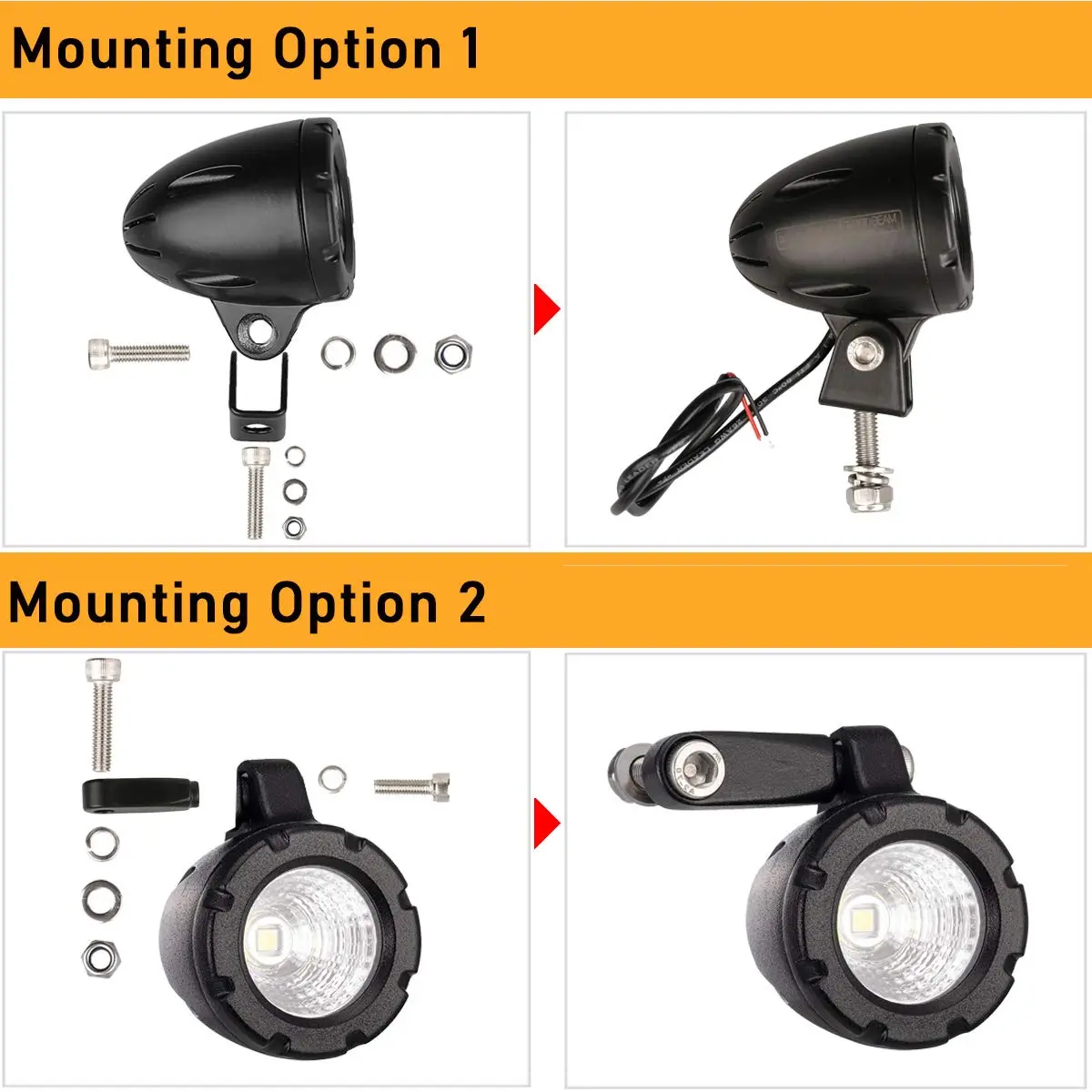 Lightronic 1.7" Round Motorcycle LED Fog Light Pods, 6000K Cool-White, Waterproof, 12V/24V, 2-Pack | Long Range Flood Beam - view 3