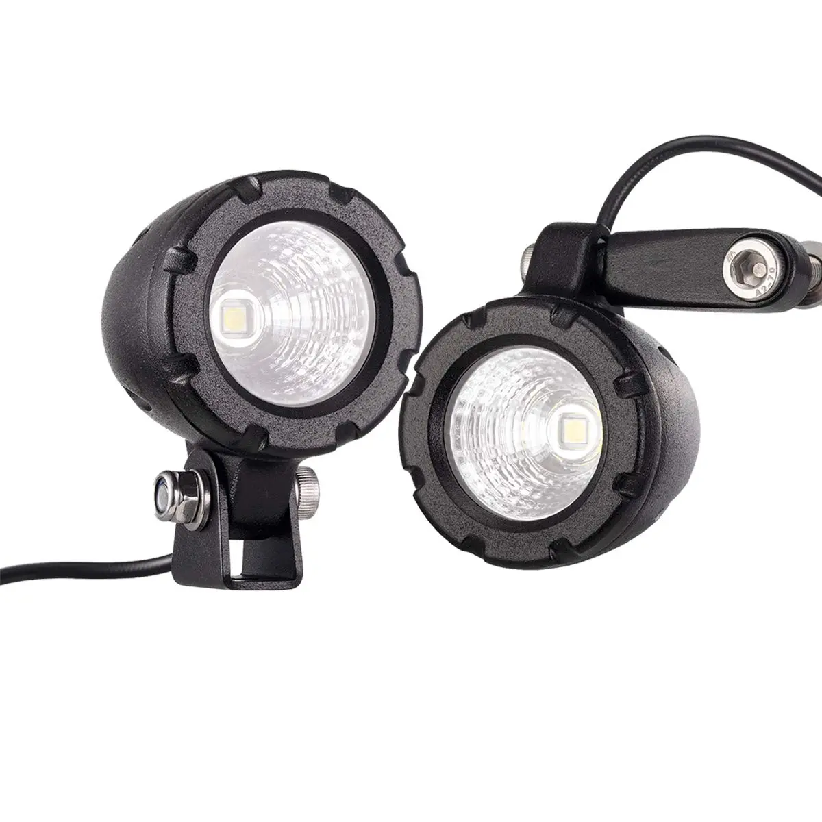 Lightronic 1.7" Round Motorcycle LED Fog Light Pods, 6000K Cool-White, Waterproof, 12V/24V, 2-Pack | Long Range Flood Beam - view 4