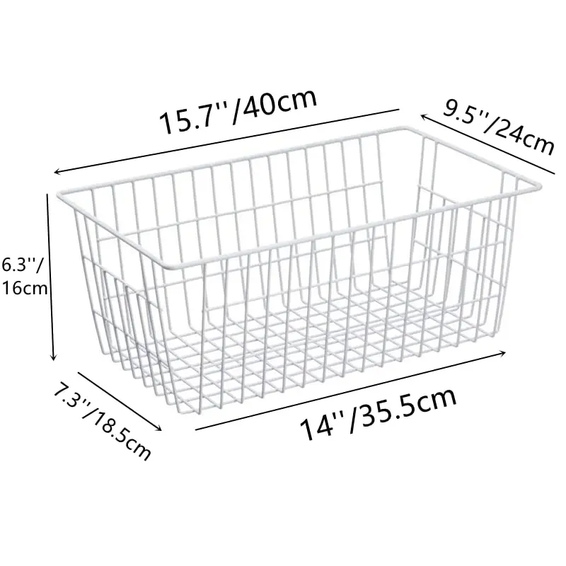 Slideep Farmhouse Freezer Baskets Organizer Storage Bins Large 6 Pack | Rustic Steel Wire Kitchen & Pantry Organizer - view 3