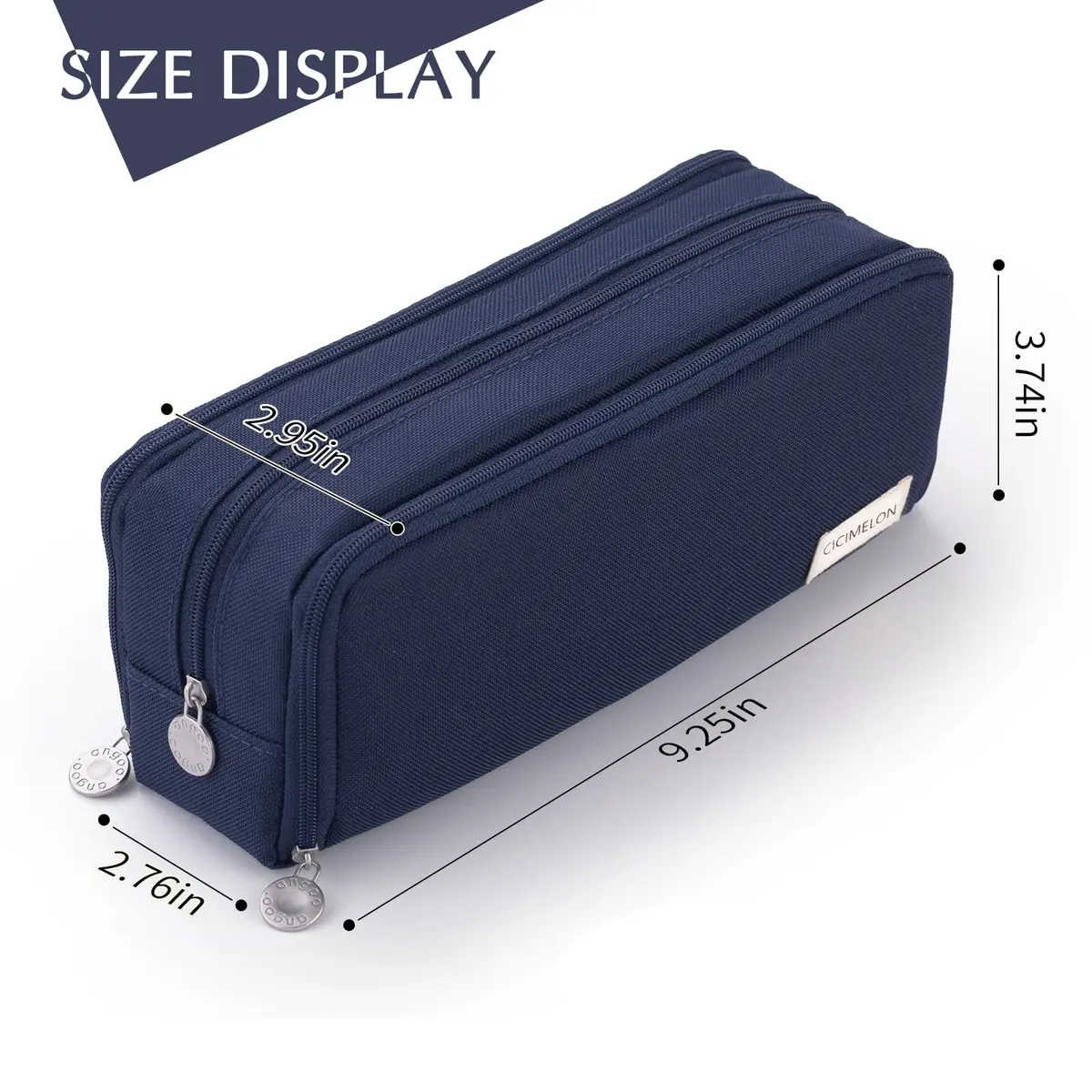 CICIMELON Large Capacity Pencil Case 3 Compartment Navy | Durable & Spacious (70-120 chars) - view 5