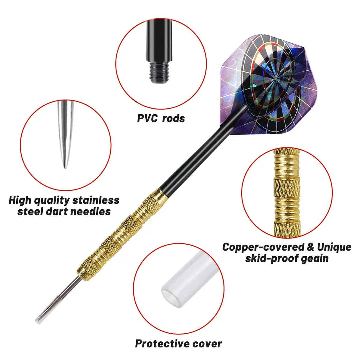 Accmor Metal Tip Darts, Steel Tip Darts, 14g Professional Metal Darts, 18 pcs | Durable, Precise Control for All Skill Levels - view 3