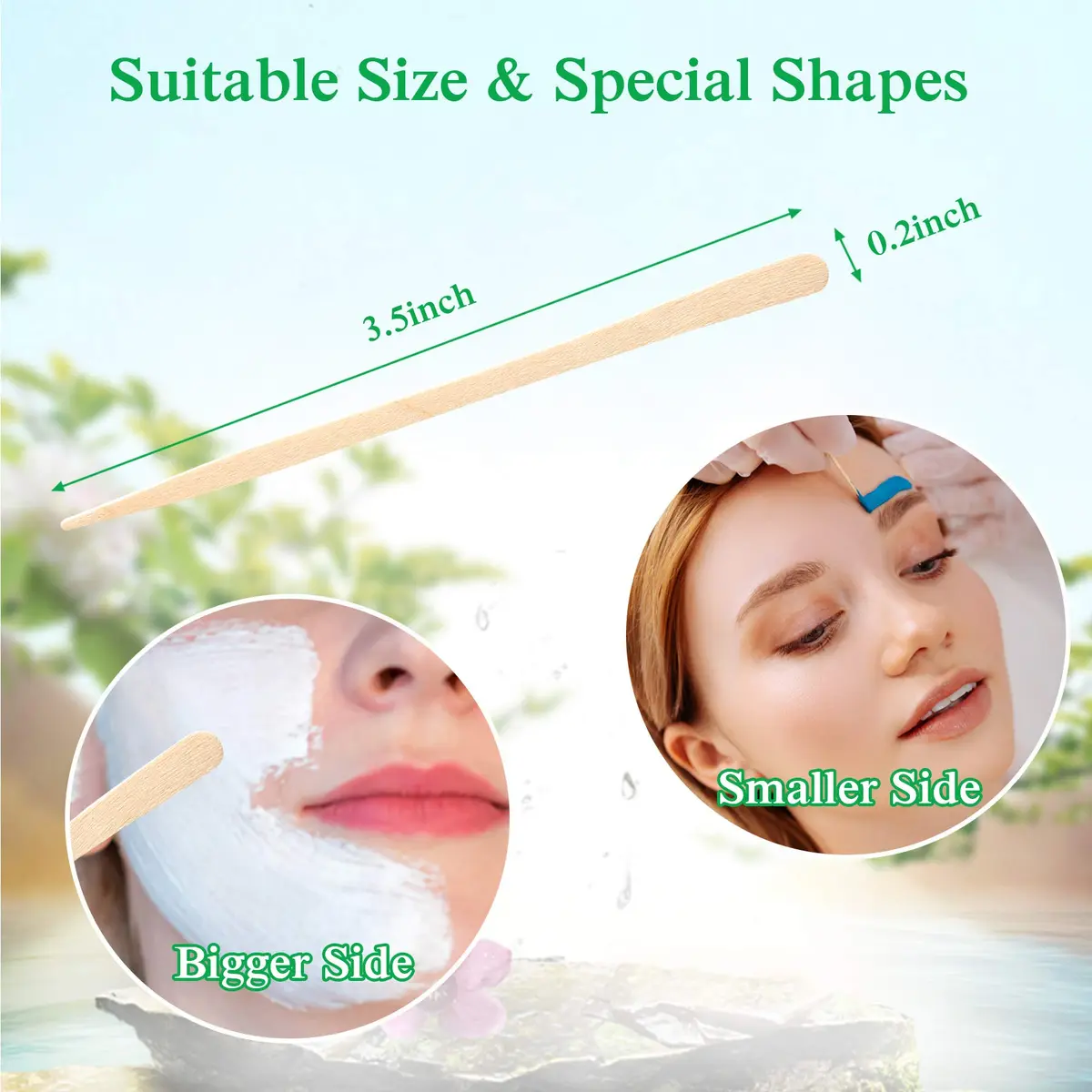 JANYUN 200 Pcs Eyebrow Wax Sticks Applicator 89mm (3.5 inch) | Precise Hair Removal for Face & Bikini - view 2