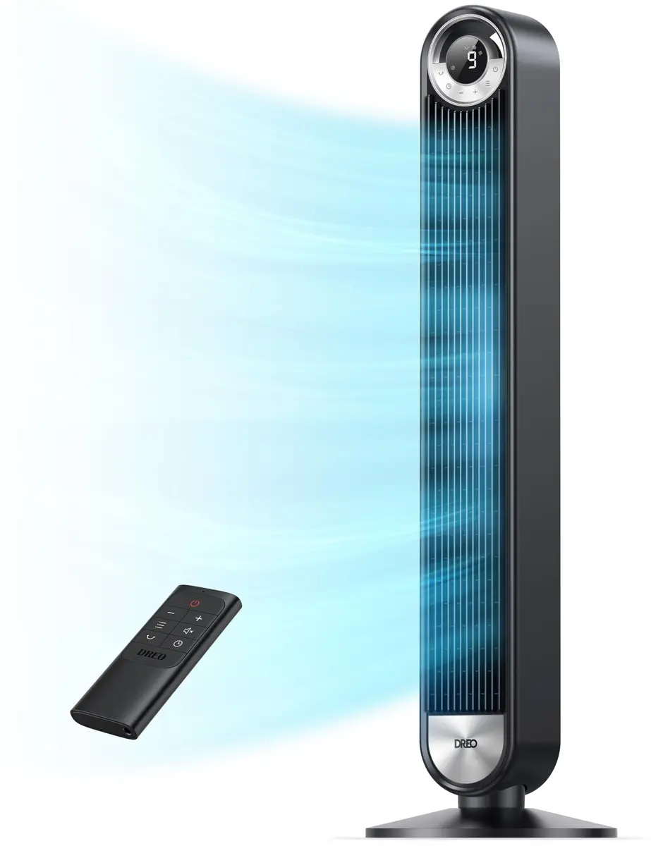 DREO Tower Fan for Bedroom, 42 Inch, 9 Speeds | Upgraded DC 28ft/s Velocity, Silent & Remote Control - main product image