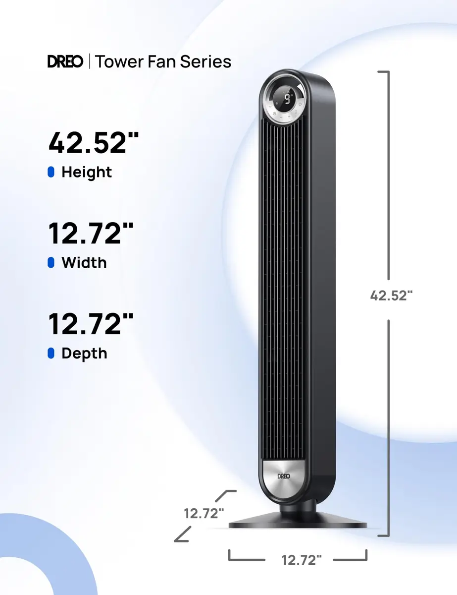 DREO Tower Fan for Bedroom, 42 Inch, 9 Speeds | Upgraded DC 28ft/s Velocity, Silent & Remote Control - view 8