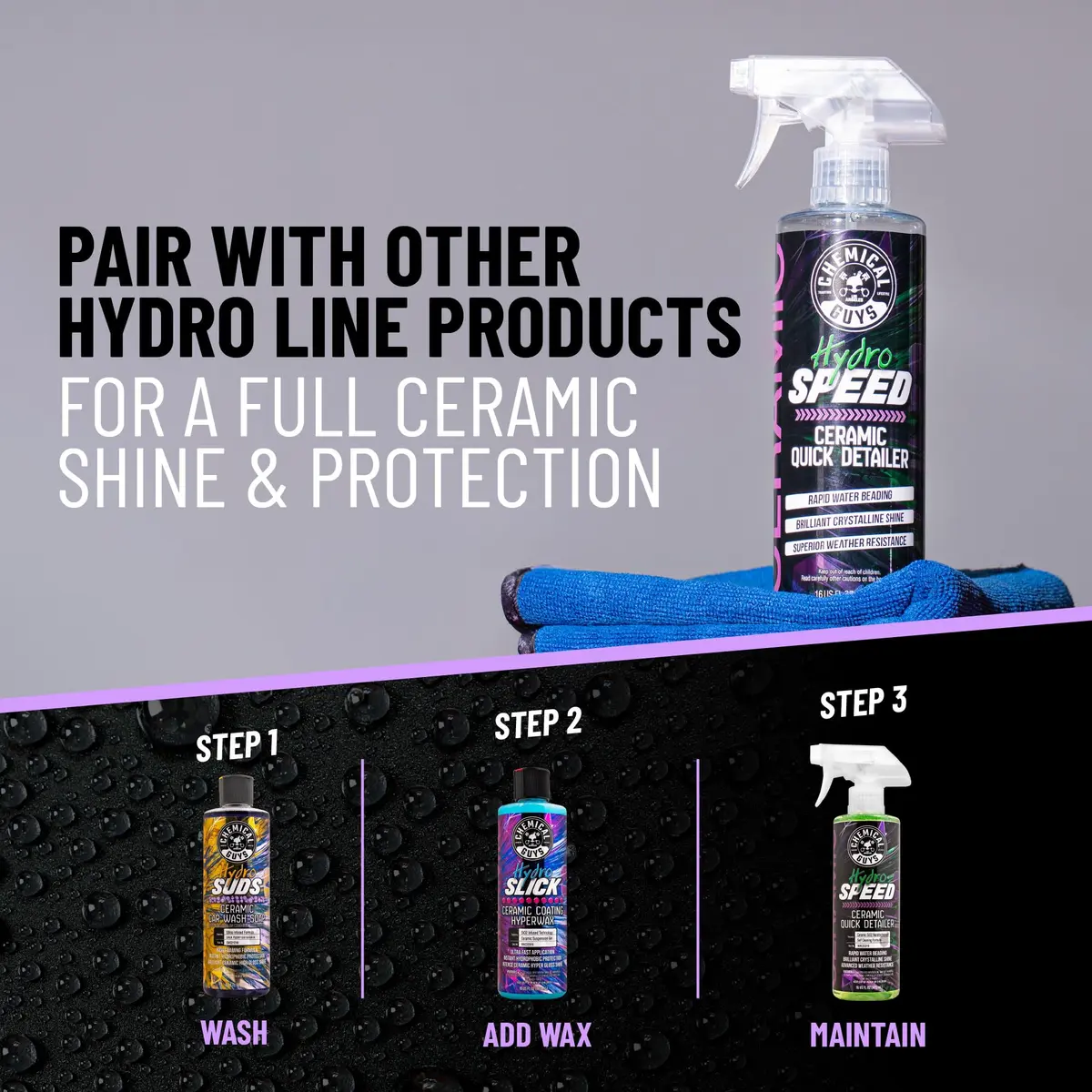 Chemical Guys HydroSpeed Ceramic Quick Detailer Spray 16 oz | Hydrophobic Gloss & Protection - view 5