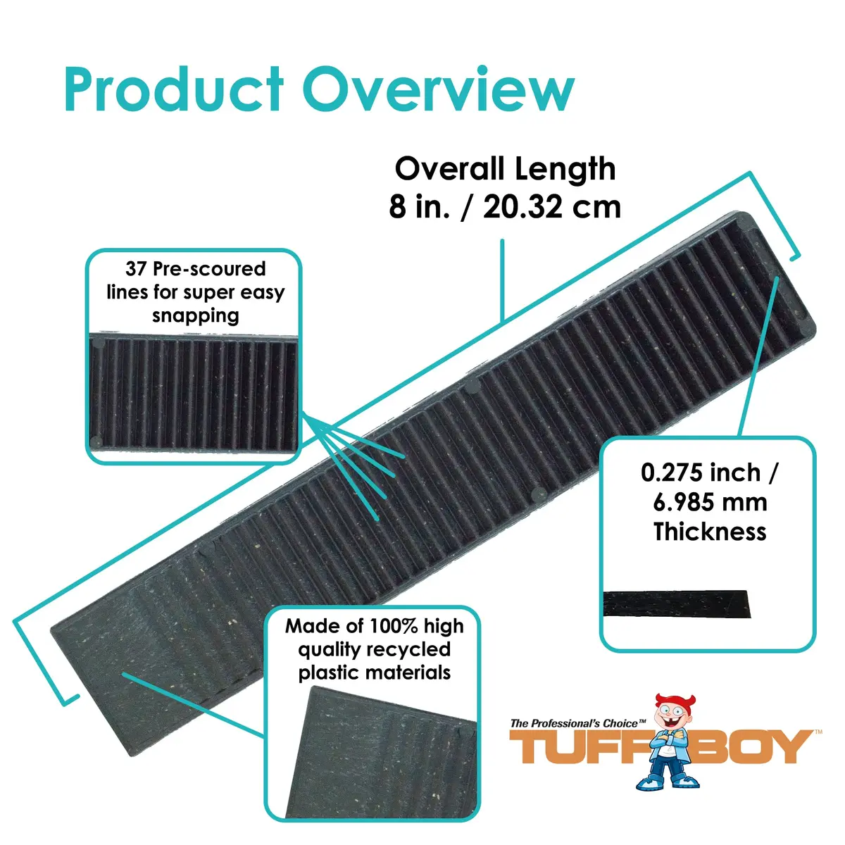 TuffBoy Composite Plastic Shims for Leveling 8 in | Durable, Weatherproof, Made in USA - view 2
