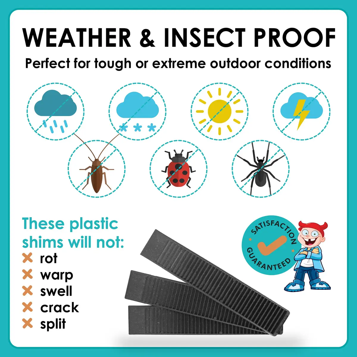 TuffBoy Composite Plastic Shims for Leveling 8 in | Durable, Weatherproof, Made in USA - view 3
