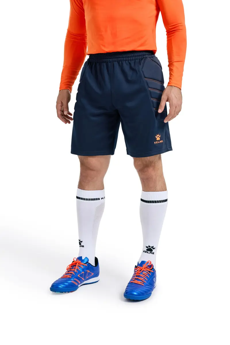 KELME Kid's Goalkeeper Shorts - Padded Soccer Goalie Shorts, Size 8, Blue/Orange | Breathable, Padded & Quick Dry - main product image