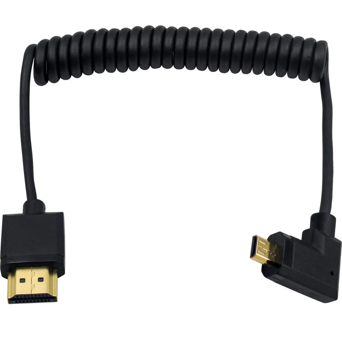 Duttek 4K Micro HDMI to HDMI Coiled Cable 1.2m (4ft) | Left Angled 90 Degree, 18Gbps - main product image