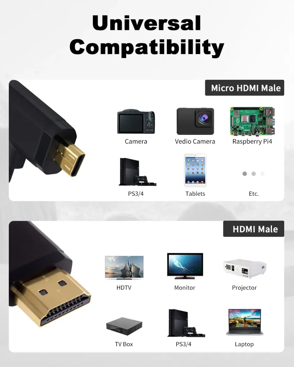 Duttek 4K Micro HDMI to HDMI Coiled Cable 1.2m (4ft) | Left Angled 90 Degree, 18Gbps - view 7