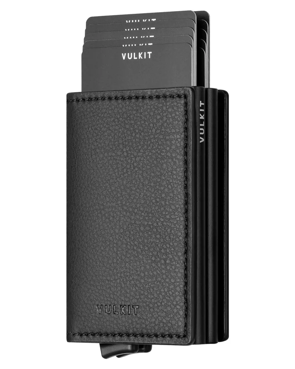VULKIT Automatic Leather Slim Credit Card Holder with RFID Blocking Metal Double Case 11 cm (4.33 in) | Quick Access Tiered Card Pop-Up - main product image