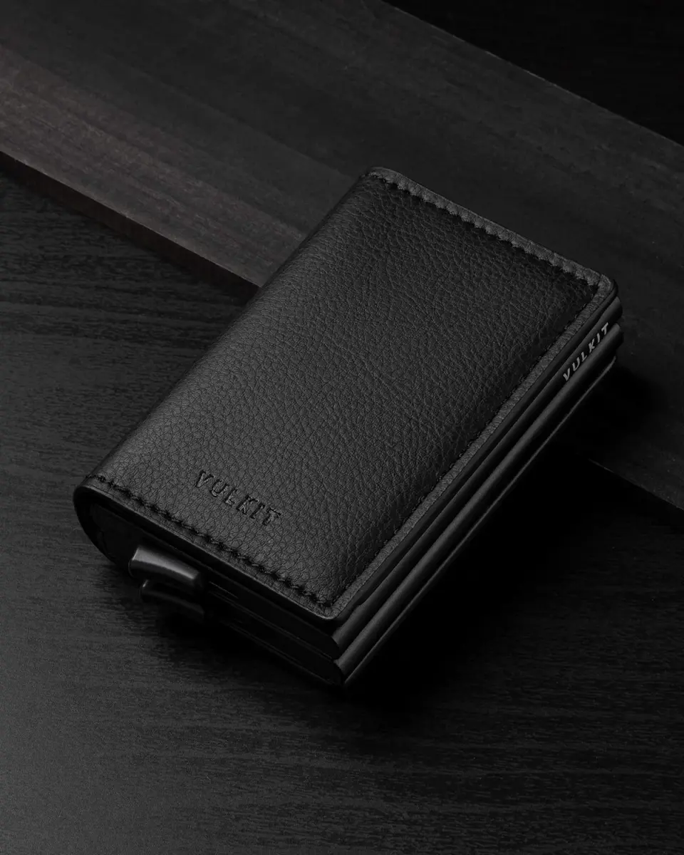 VULKIT Automatic Leather Slim Credit Card Holder with RFID Blocking Metal Double Case 11 cm (4.33 in) | Quick Access Tiered Card Pop-Up - view 5