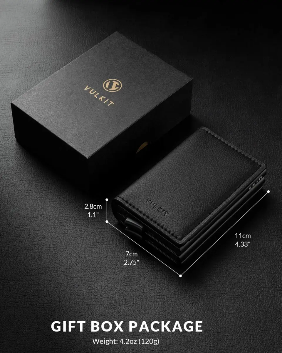 VULKIT Automatic Leather Slim Credit Card Holder with RFID Blocking Metal Double Case 11 cm (4.33 in) | Quick Access Tiered Card Pop-Up - view 6