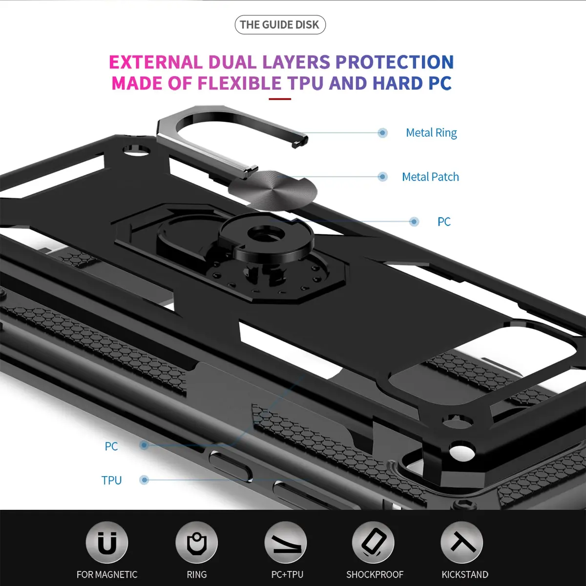 LeYi Galaxy Note 8 Phone Case Heavy Duty Shockproof Stand Black | Military Grade Drop Protection - view 5