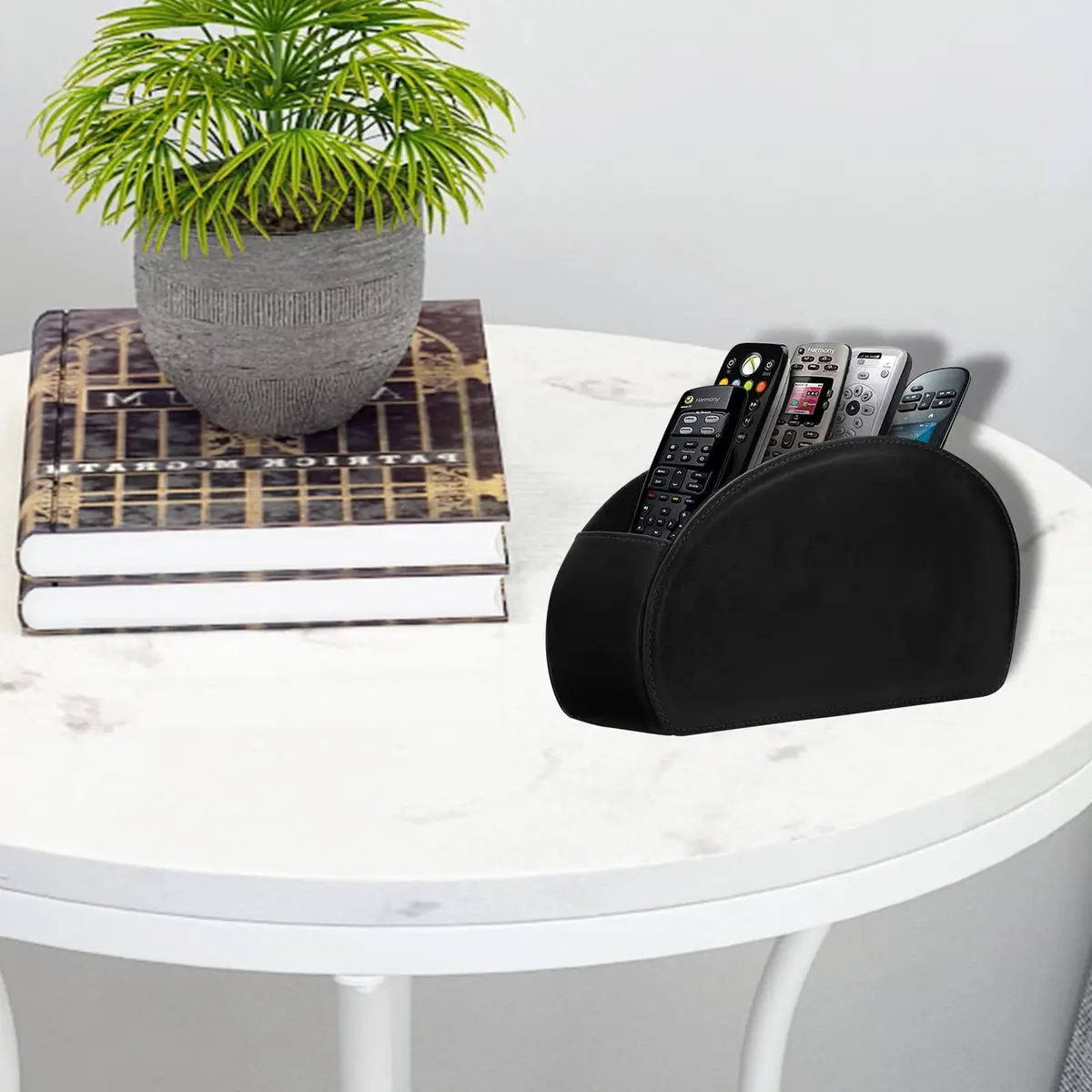 RHCSZ Black Leather Remote Control Holder with 5 Compartments | Desktop Organizer for TV, Media Player, Pen, Glasses - view 8