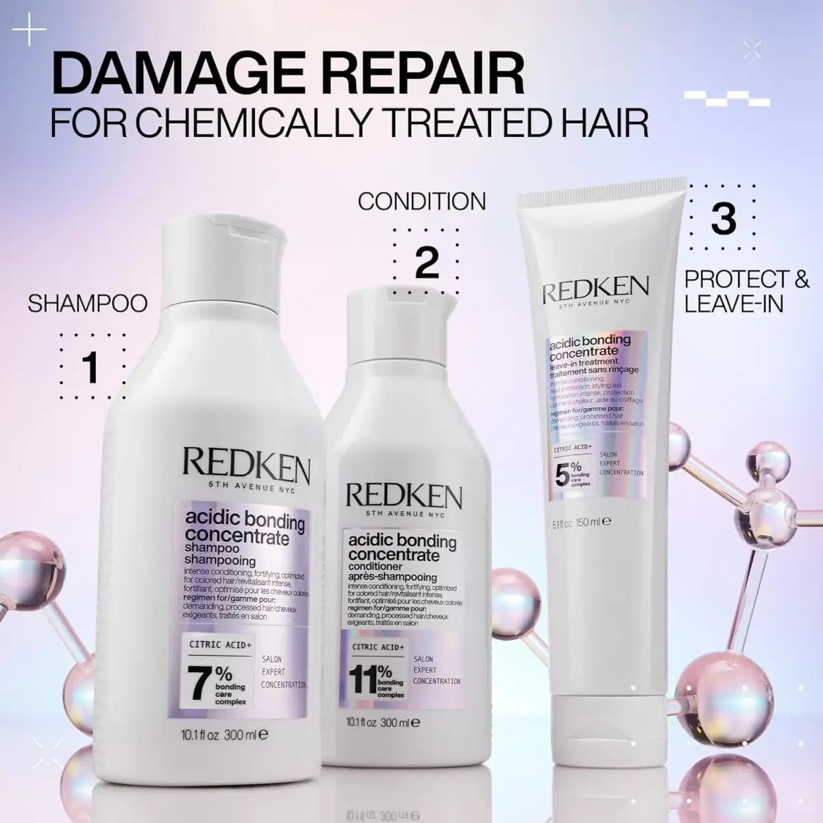 Redken Acidic Bonding Concentrate Shampoo – For Damaged Hair, 50ml (1.7 Fl Oz) | Repairs Weakened Bonds - view 9