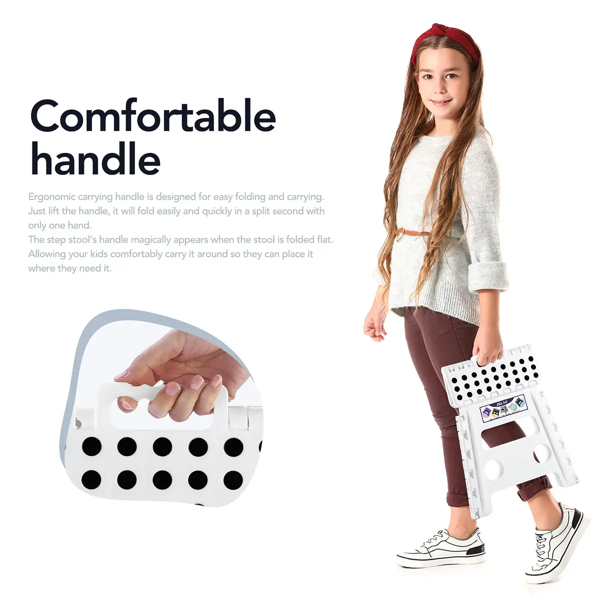 Delxo Folding Step Stool 13 Inch White | CPC Certified, 300 Lbs Capacity, Portable & Foldable - view 4