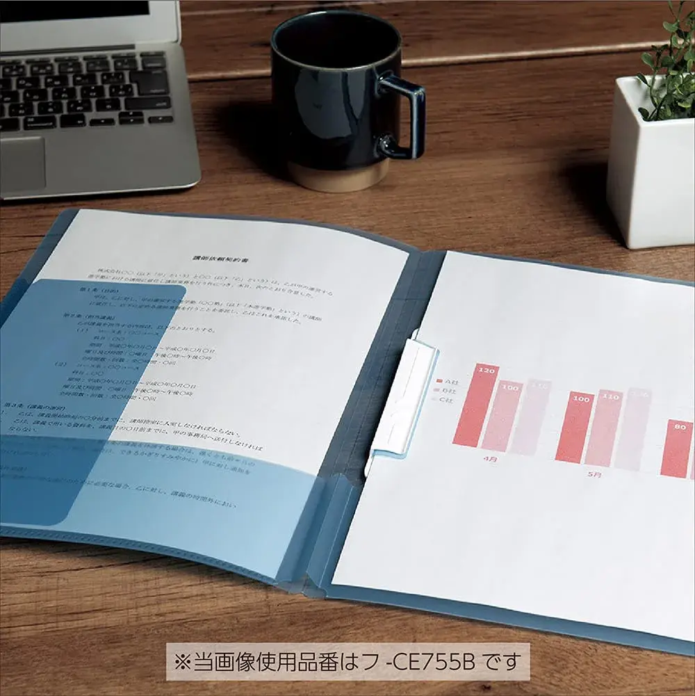 Kokuyo Portfolio Folder with Pockets, Light Blue, A4/Letter Size | Dual-Purpose Clip & Pocket Design - view 2