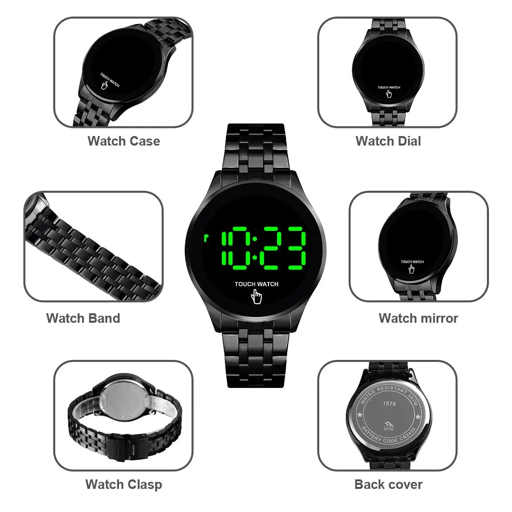 PASOY Men's Gold Digital LED Touch Screen Watch 42mm (1.65in) | Modern Style & Everyday Practicality - view 5