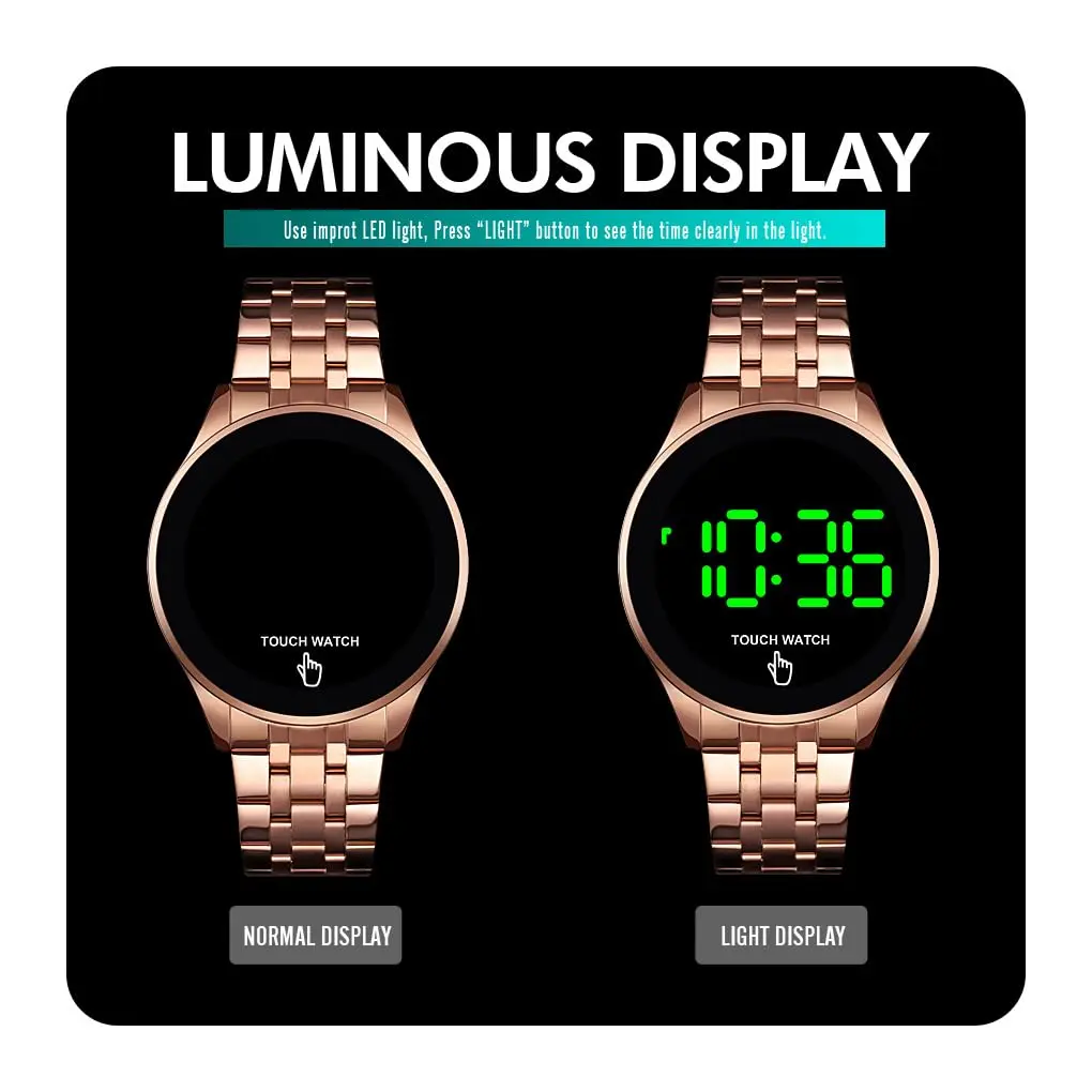 PASOY Men's Gold Digital LED Touch Screen Watch 42mm (1.65in) | Modern Style & Everyday Practicality - view 7