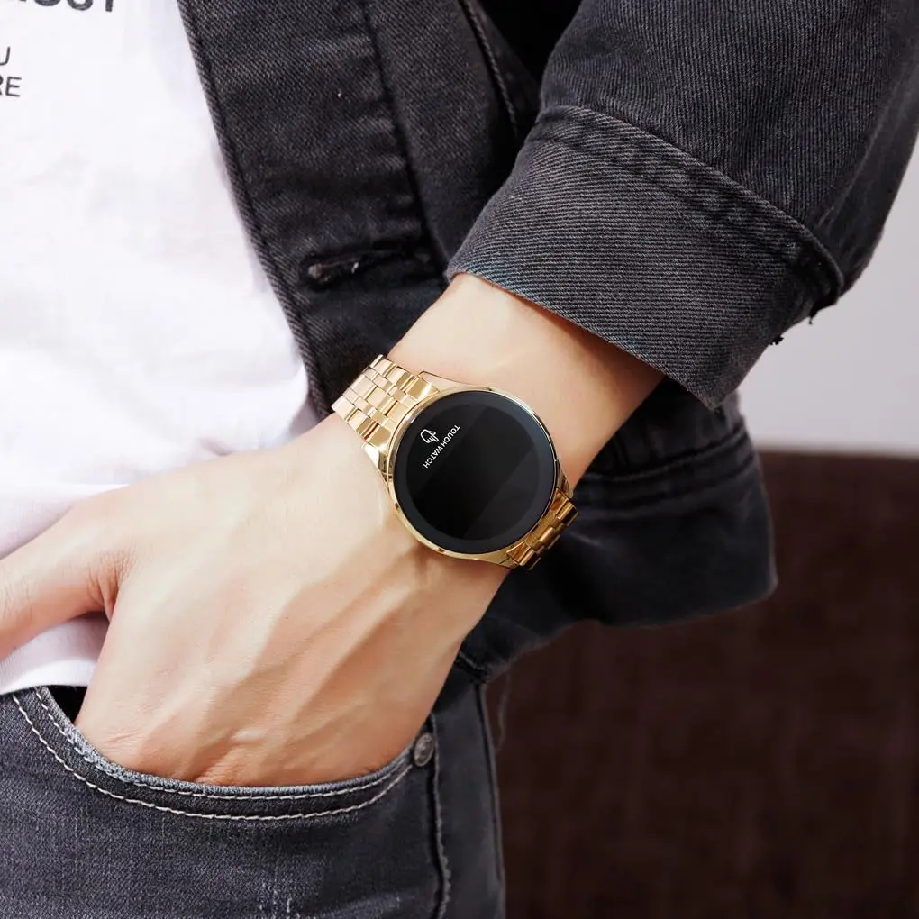 PASOY Men's Gold Digital LED Touch Screen Watch 42mm (1.65in) | Modern Style & Everyday Practicality - view 4