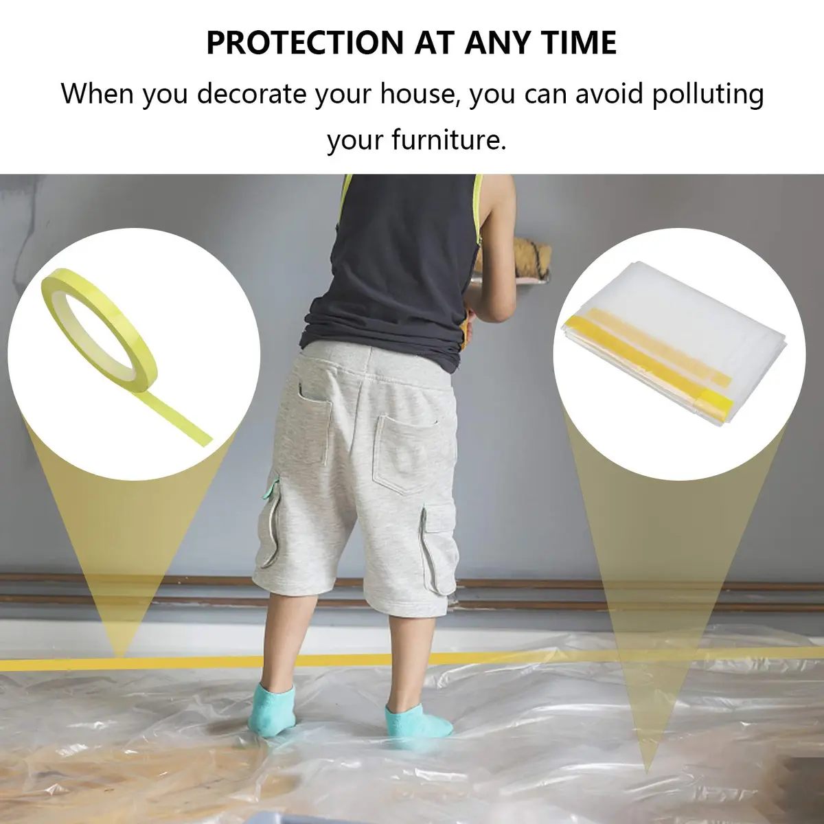 HERSENT 2 Packs 12ft Plastic Sofa Couch Cover Waterproof Dustproof for Sectional Sofa & Bed, Extra Large Furniture Protector (146" x 108") - view 6