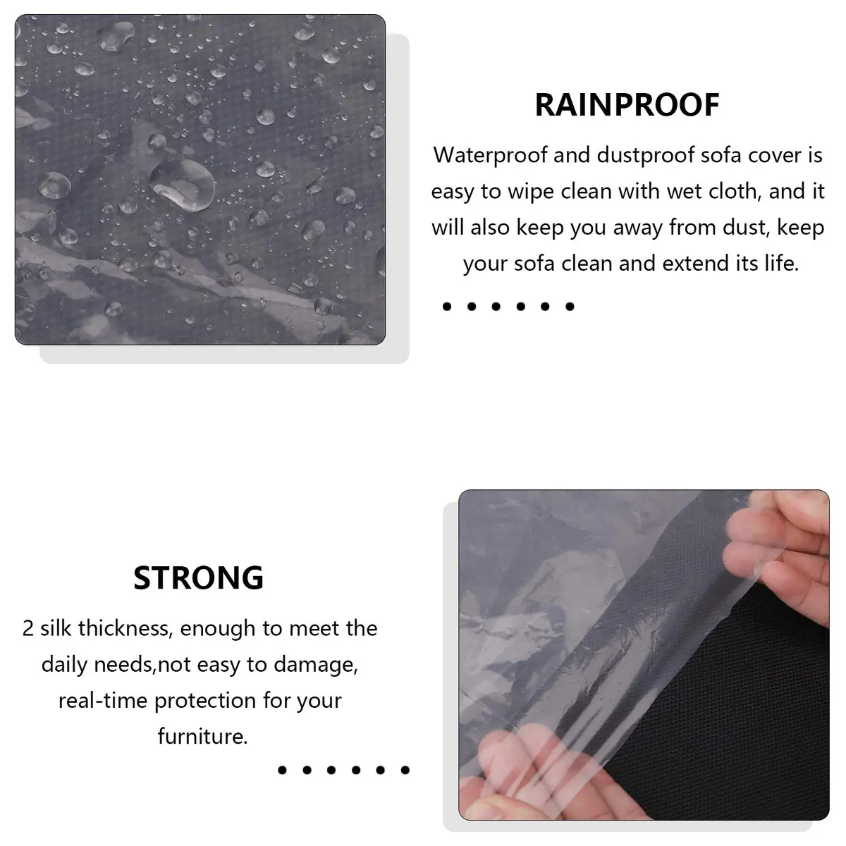 HERSENT 2 Packs 12ft Plastic Sofa Couch Cover Waterproof Dustproof for Sectional Sofa & Bed, Extra Large Furniture Protector (146" x 108") - view 7