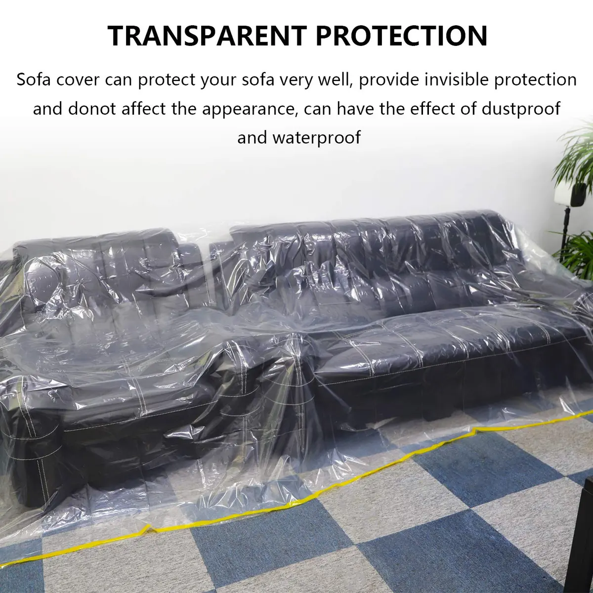 HERSENT 2 Packs 12ft Plastic Sofa Couch Cover Waterproof Dustproof for Sectional Sofa & Bed, Extra Large Furniture Protector (146" x 108") - view 3