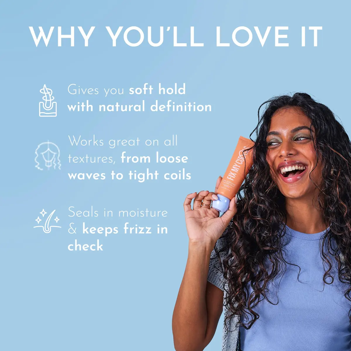 FIX MY CURLS Curl Quenching Flax Seed Gelly For Curly And Wavy Hair, 210ml (7.05 Fl Oz) | Vegan, Cruelty-Free, Protein-Free Styling Gel - view 2