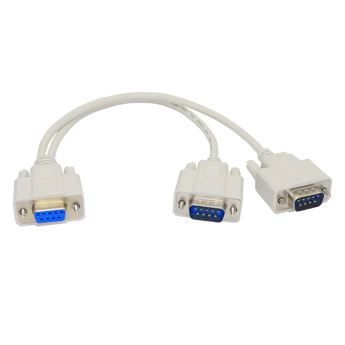PNGKNYOCN 30cm DB9 Y Splitter Cable DB9 9 Pin 1 Female to 2 Male RS232 Serial Adapter - main product image