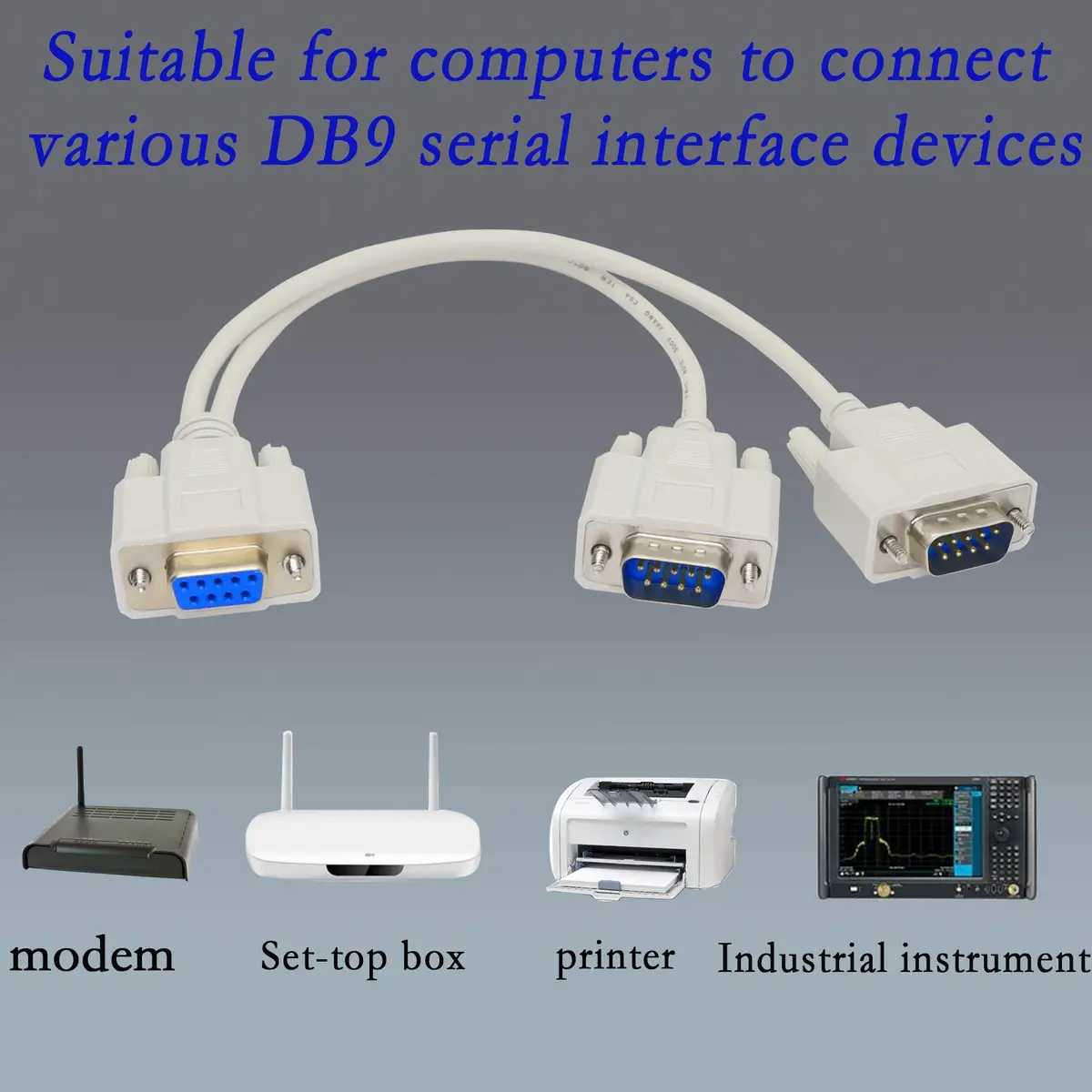 PNGKNYOCN 30cm DB9 Y Splitter Cable DB9 9 Pin 1 Female to 2 Male RS232 Serial Adapter - view 7
