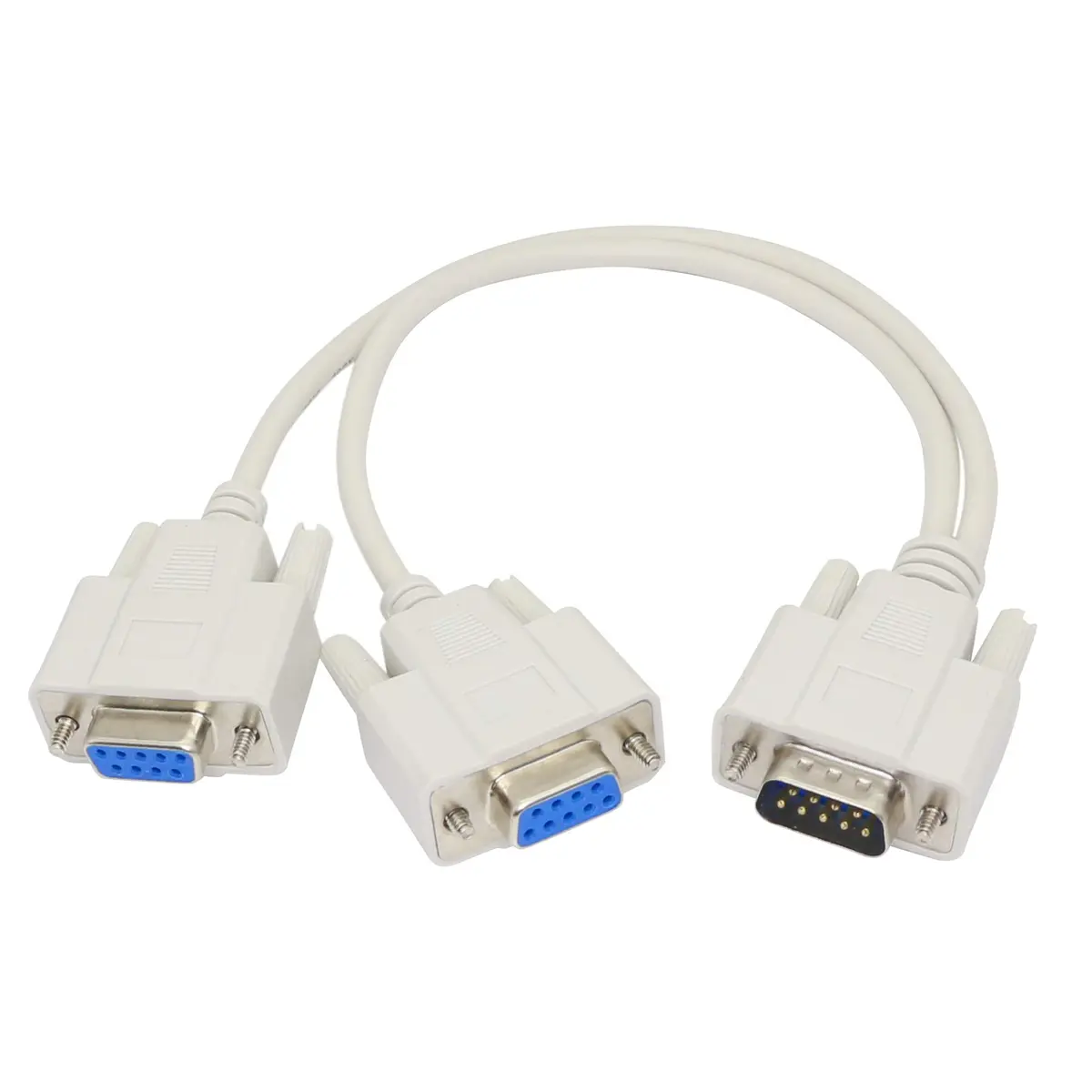 PNGKNYOCN 30cm DB9 Y Splitter Cable DB9 9 Pin 1 Male to 2 Female Rs232 Serial Adapter - main product image