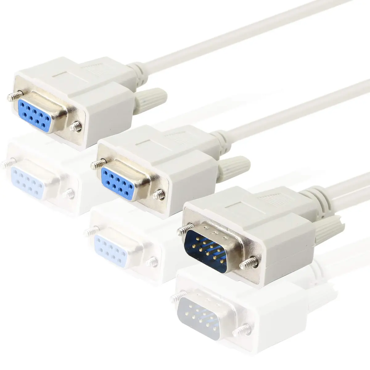 PNGKNYOCN 30cm DB9 Y Splitter Cable DB9 9 Pin 1 Male to 2 Female Rs232 Serial Adapter - view 6