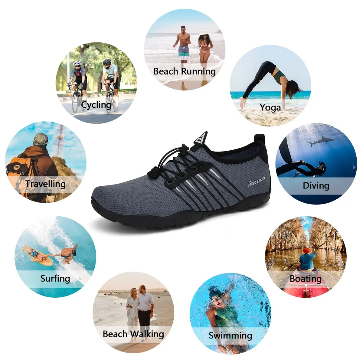 Racqua Water Shoes 12 Women/11 Men | Quick Dry, Barefoot Feel, Anti-Slip (120c) - view 2