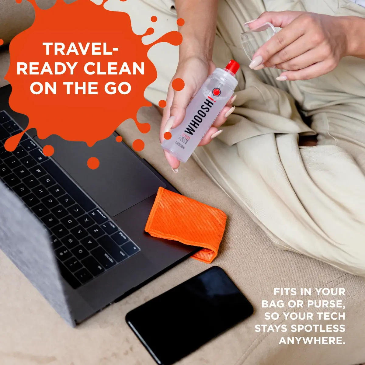 WHOOSH! Screen Shine Duo XL Screen Cleaner Spray & Wipe 130ml (4.4 Fl Oz) | Safe for All Screens & Lenses - view 4