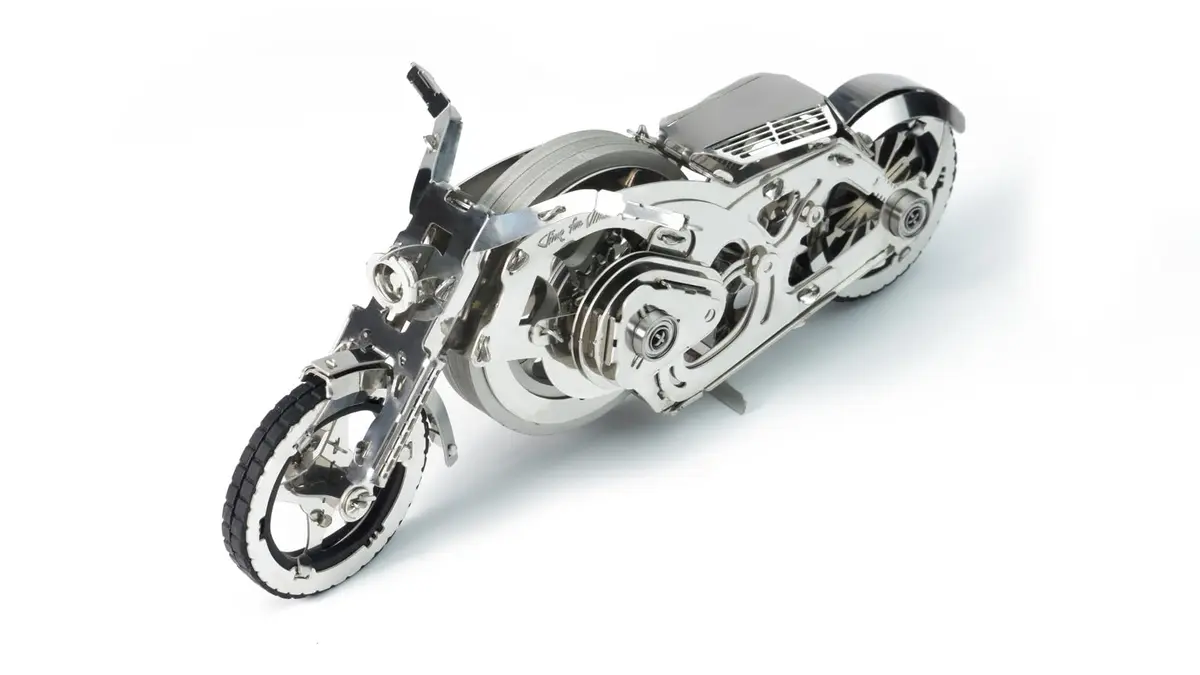 Time for Machine Chrome Rider Mechanical 3D Puzzle 580 g (1.215 lb) | Adult Model Kit with Flywheel Mechanism - main product image