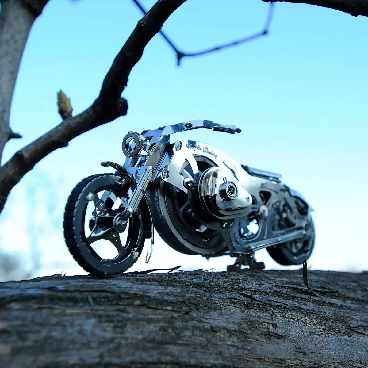 Time for Machine Chrome Rider Mechanical 3D Puzzle 580 g (1.215 lb) | Adult Model Kit with Flywheel Mechanism - view 9