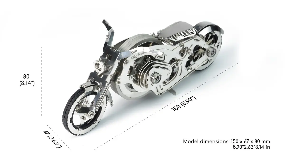 Time for Machine Chrome Rider Mechanical 3D Puzzle 580 g (1.215 lb) | Adult Model Kit with Flywheel Mechanism - view 2