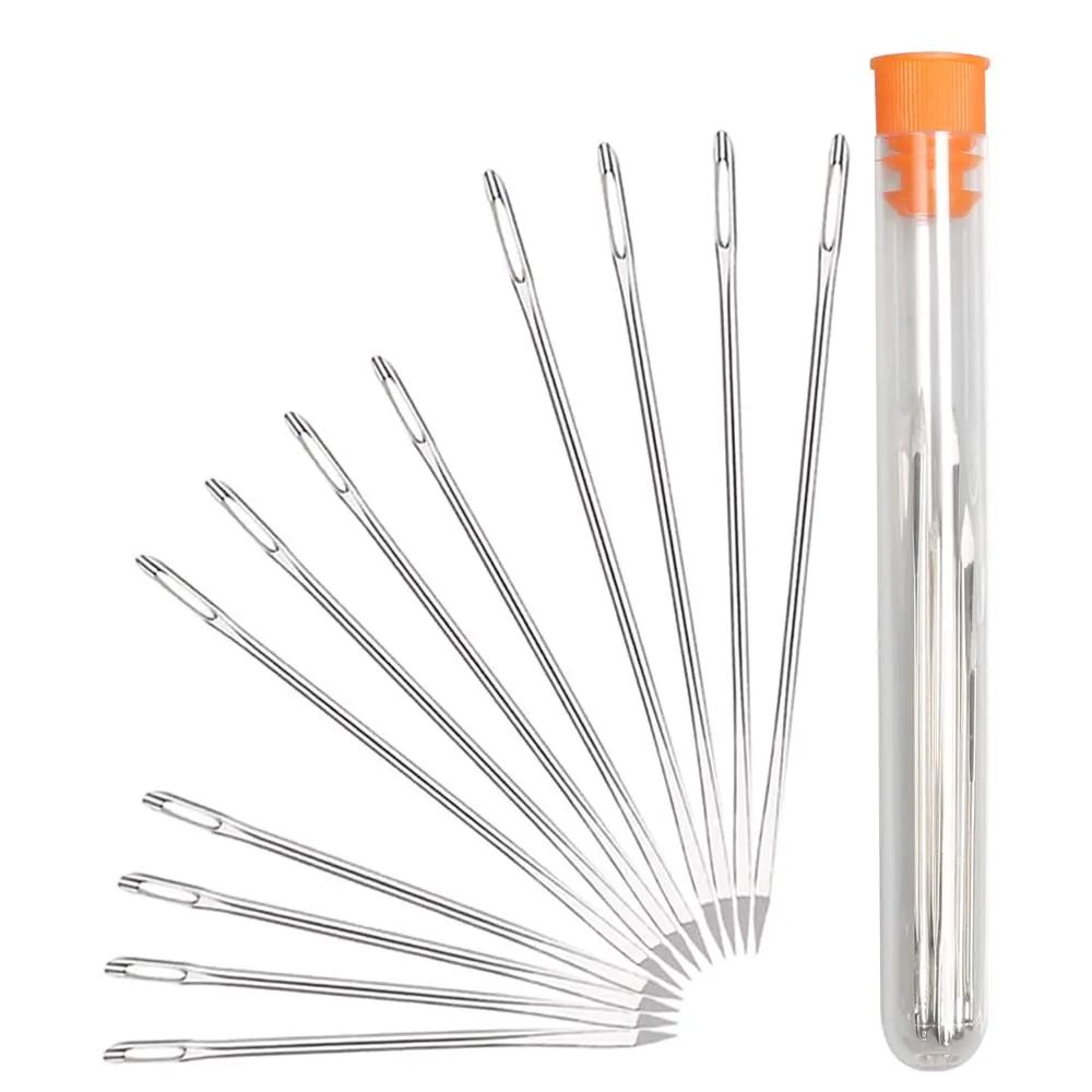 HEKISN Professional Large-Eye Leather Stitching Needles (3 Sizes, 12 Pieces) | Stainless Steel Craft Tool - main product image