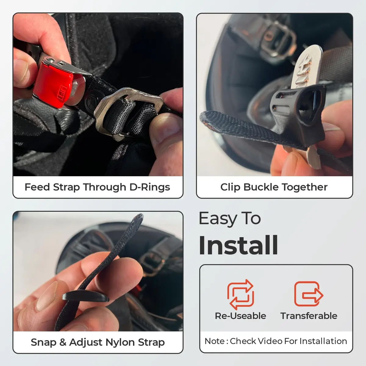 The Helmet Shop Helmet Quick Release Buckle Kit Ratcheted Stainless Steel | Easy Install, Heavy Duty (70-120 chars) - view 3