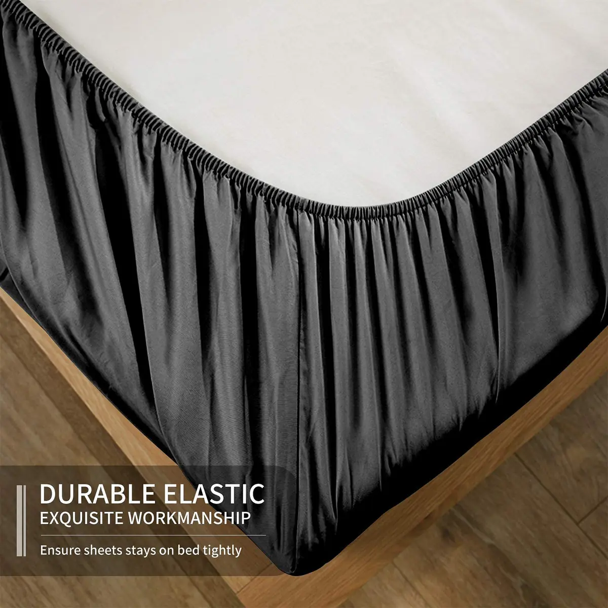 EaseHome Queen Size Bed Sheets Set - Extra Soft Microfiber, 18 inch Deep Pocket, Wrinkle & Fade Resistant, Hypoallergenic (Queen,Black) - view 3