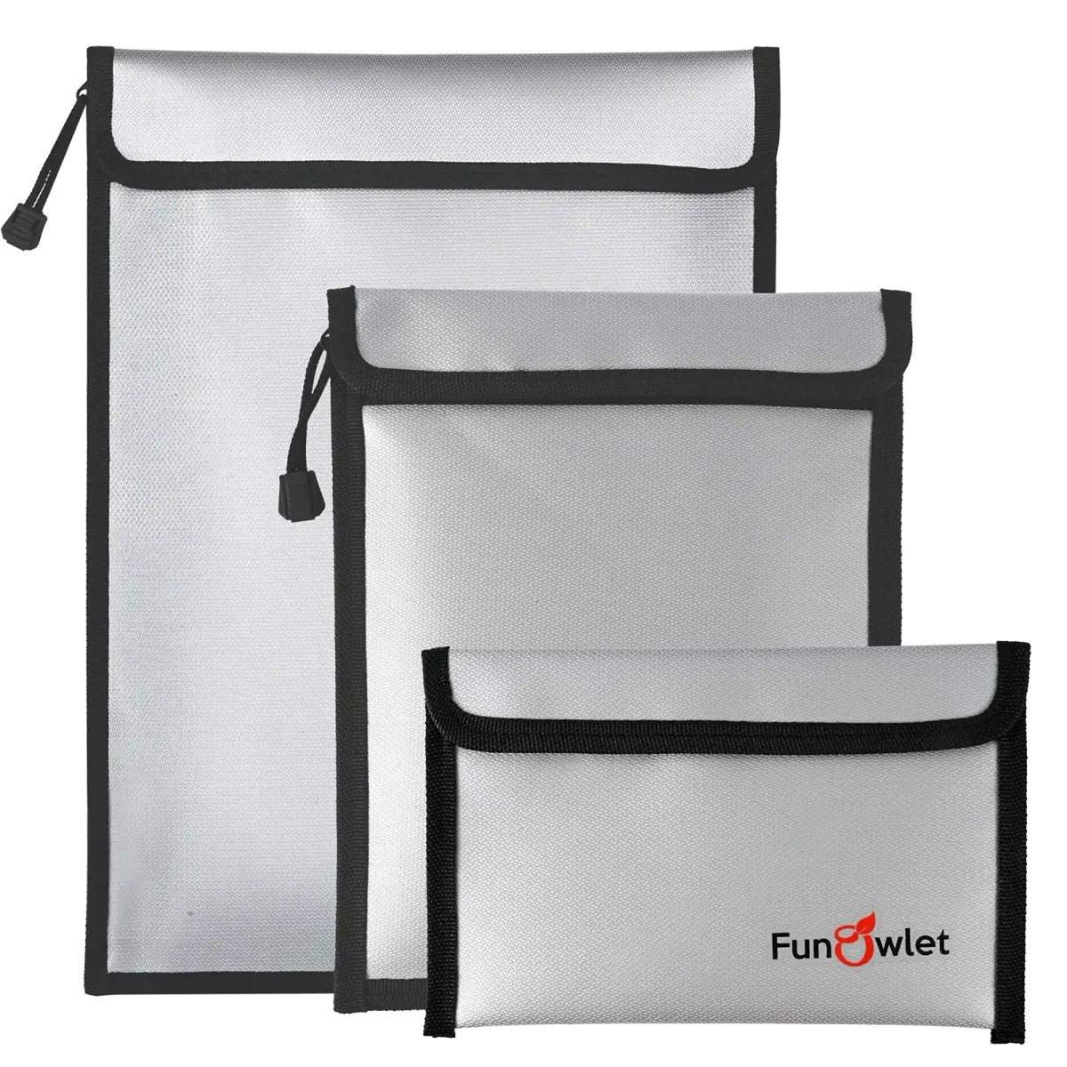 FunOwlet Fireproof Waterproof Document Bag 3-Pack | 360° Protection for A4/A5 Documents, Cash, Passports - main product image