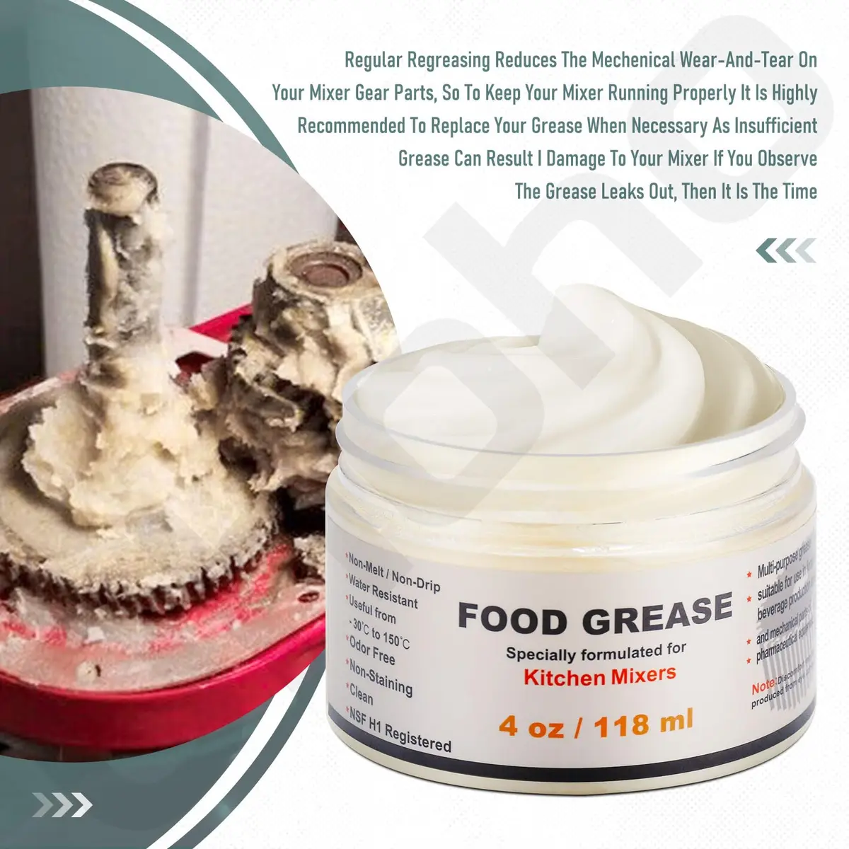 Ohoho Food Grade Grease for KitchenAid Stand Mixer 4 oz (118 ml) | Maintains Mixer Performance & Extends Service Life - view 6