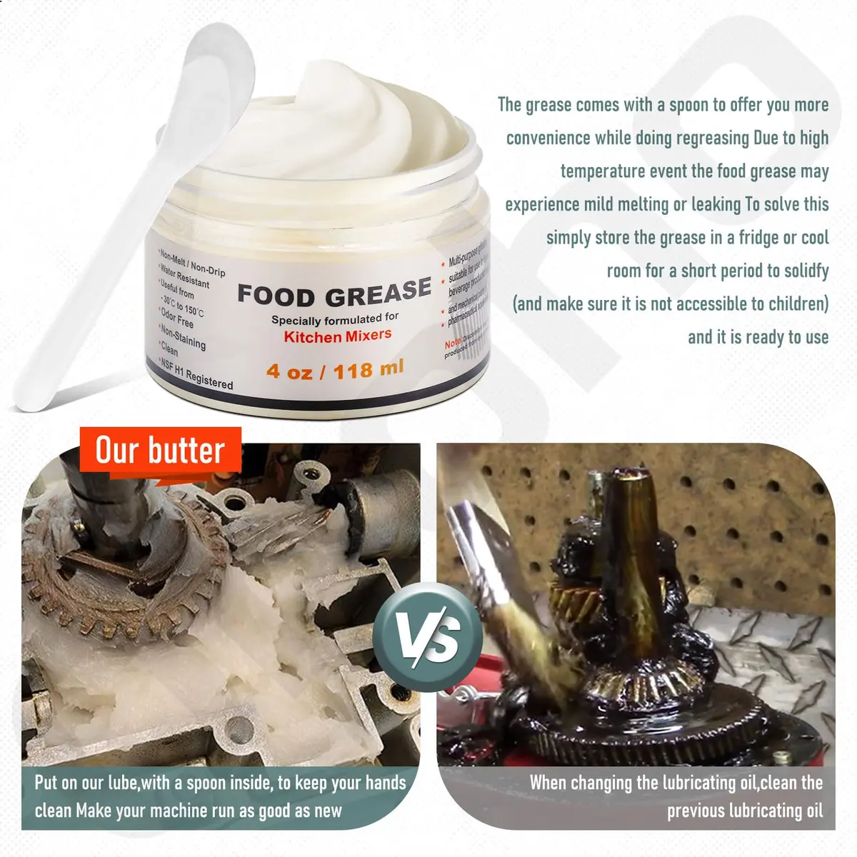 Ohoho Food Grade Grease for KitchenAid Stand Mixer 4 oz (118 ml) | Maintains Mixer Performance & Extends Service Life - view 9