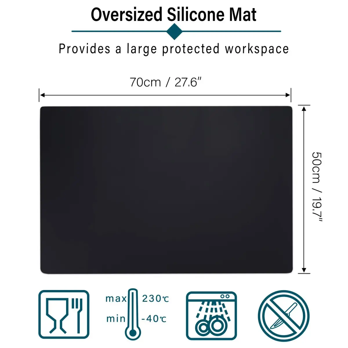 Gartful Oversize Silicone Mat 70cm x 50cm (27.6" x 19.7") | Protects Surfaces from Crafts & Heat - view 2