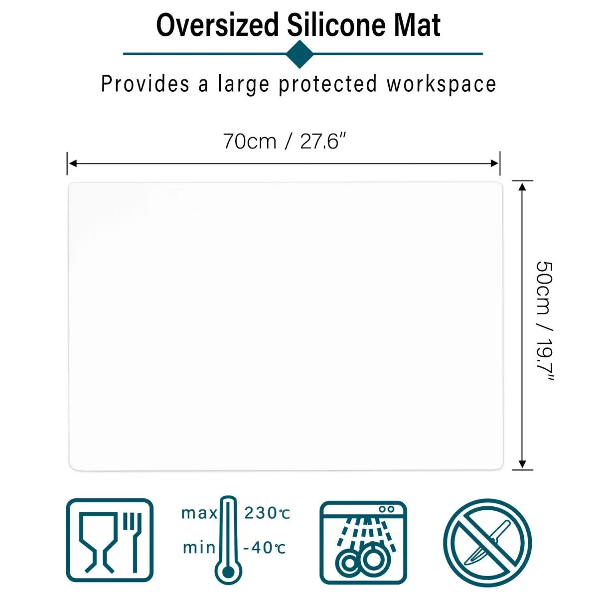 Gartful Oversize Transparent Silicone Mat 70cm x 50cm (27.6 x 19.7 inches) | Protects Crafts & Countertops - view 2